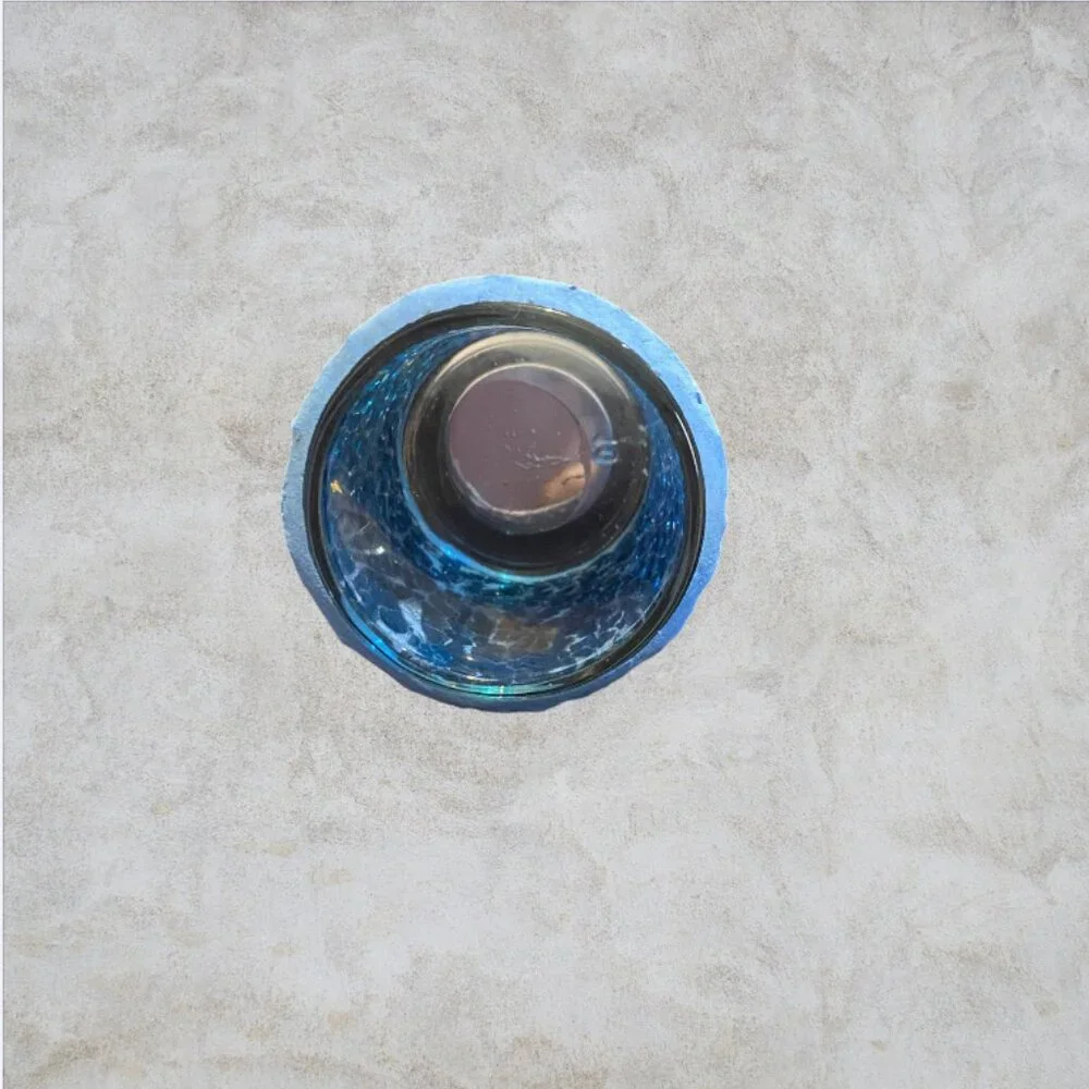 WINE STOPPER -- Unique Tea Light Holder, Blue Mosaic Glass, Fits Standard Bottle
